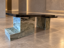 Offset Black Porcelain & Rhino Quartzite Coffee Table | Tables by Wasel Collection By Obsidian. Item composed of stone in contemporary or modern style