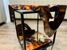 Sculptural Redwood Burl Side Table with Acrylic Feet | Tables by DapperwoodSF. Item made of wood works with mid century modern & contemporary style