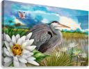 Palm Air Heron | Prints in Paintings by D.Friel / Connected By Water, LLC. Item made of canvas works with contemporary & coastal style