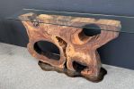One of a kind Hawaiian mango live edge console table | Tables by Natural Wood Edge Creations by Rick Griggs. Item composed of wood and metal in contemporary style