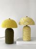 The Knitty Table Lamp in Dark Olive and Yellow | Lamps by Meg Morrison. Item composed of fabric & ceramic compatible with boho and mid century modern style