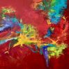 Red's Adventure Contemporary Oil Abstract | Oil And Acrylic Painting in Paintings by Strokes by Red - Red (Linda Harrison). Item made of canvas