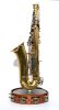 Saxophone Table Lamp & Blue Night Light with 10″ Tambourine | Lamps by RailroadWare Lighting Hardware & Gifts