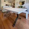 Cotton white bronze wishbone table | Dining Table in Tables by YJ Interiors. Item composed of wood and bronze in mid century modern or contemporary style