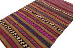 Vintage Turkish Kilim rug in Brown, Rare Pink and Blue | Area Rug in Rugs by Rug and Kilim