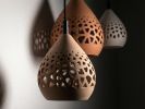 Naaya Cepa Coral 20” Handmade Ceramic Gobo Pendant Light | Pendants by Naaya Studio. Item made of brass & stoneware compatible with minimalism and contemporary style