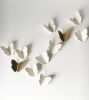 55 Original White Porcelain + Gold Ceramic Butterflies | Wall Sculpture in Wall Hangings by Elizabeth Prince Ceramics. Item made of stoneware works with minimalism & japandi style