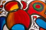 Fish Eating Diamond | Oil And Acrylic Painting in Paintings by Nathalie D Gribinski. Item composed of canvas in mid century modern or contemporary style