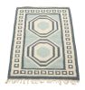 Vintage Dhurrie Rug in Blue, Beige and Cream Medallions | Area Rug in Rugs by Rug and Kilim