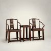 Pierced carving Ruyi Official Hat Scholar's Armchair Set | Chairs by Dynasty Artisan. Item composed of wood compatible with minimalism and contemporary style