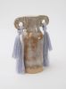 Handmade Ceramic Vase #606 in Grey Glaze with Tencel Fringe | Vases & Vessels by Karen Gayle Tinney. Item made of cotton with ceramic