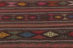 Vintage Persian Soumak Kilim, Deep Brown with Jewel Tone | Area Rug in Rugs by Rug and Kilim
