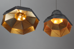 Octagon Wide Gold Faceted Light | Pendants by ADAMLAMP. Item made of steel compatible with industrial and modern style