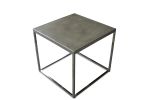 Jesse Polished Steel and Concrete Side Table from Costantini | Cocktail Table in Tables by Costantini Design. Item composed of metal and leather