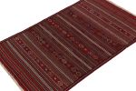 Vintage Baluch Kilim in Red with Stripes & Geometric Pattern | Area Rug in Rugs by Rug and Kilim