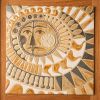 Mayan Sun in White Oak Frame No. 2 | Mosaic in Art & Wall Decor by Clare and Romy Studio. Item composed of ceramic in boho or mid century modern style