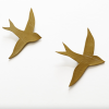 Large scale ceramic wall sculpture artwork gold birds | Wall Hangings by Elizabeth Prince Ceramics. Item composed of ceramic compatible with minimalism and contemporary style