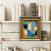 Abstract Blue Colorblock Oil Painting in Vintage Frame | Oil And Acrylic Painting in Paintings by Suzanne Nicoll Studio. Item composed of wood & canvas compatible with mid century modern and contemporary style
