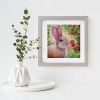 Rabbit and raspberry oil painting original on canvas 6x6 | Oil And Acrylic Painting in Paintings by Iryna Fedarava. Item composed of canvas & synthetic compatible with minimalism and contemporary style