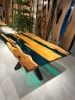 Special Design Green Epoxy Juniper Table, Handmade, | Dining Table in Tables by Gül Natural Furniture. Item composed of wood and synthetic in minimalism or art deco style