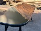 Black Walnut Epoxy Resin Dining Table - Oval Epoxy Table Top | Tables by Tinella Collection. Item composed of walnut in minimalism or coastal style