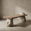 Bespoke Song Raw Stone Live Edge Single Slab Coffee Table | Tables by Dynasty Artisan. Item made of wood with stone works with minimalism & contemporary style
