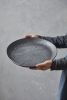 Large Black Ceramic Serving Platter | Serveware by ShellyClayspot. Item made of ceramic works with contemporary style