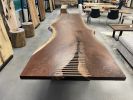 Live Edge Black Walnut Dining Table 398 | Tables by KC Custom Hardwoods. Item made of walnut with steel works with contemporary & modern style
