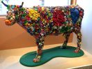 Toy Cow | Public Sculptures by Donald Gialanella | Stanford Children's Health | Lucile Packard Children's Hospital Stanford in Palo Alto. Item composed of wood