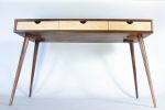 Mid-century Modern Black Walnut Office Desk with Maple Wood | Tables by Curly Woods. Item composed of oak wood and concrete in mid century modern style