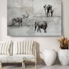 Rustic Elephants | Oil And Acrylic Painting in Paintings by Irena Orlov. Item composed of canvas and synthetic