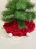 Red knitted Christmas tree skirt | Small Rug in Rugs by Anzy Home. Item made of fabric