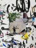 Praying for the world - Original mixed media painting | Mixed Media by Xiaoyang Galas. Item composed of synthetic compatible with minimalism and contemporary style