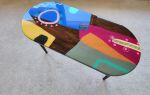 Oval Colorful Abstract Pop Art Side Table,Modern Resin Table | Coffee Table in Tables by Epoxy Coffee Table Shop. Item composed of wood compatible with boho and mid century modern style