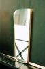 Contemporary Rectangular Mirror Round Edges & Brass Frame | Decorative Objects by Jover + Valls. Item made of copper with glass works with art deco style