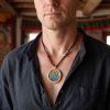Handcrafted Green Tara Thangka Mineral Art Pendant | Ornament in Decorative Objects by Dynasty Artisan. Item composed of metal in contemporary or eclectic & maximalism style