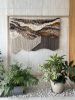 Woven Wall Tapestry in Earthy Tones "Beneath the Surface" | Wall Sculpture in Wall Hangings by Tissage Sauvage. Item made of wood with cotton