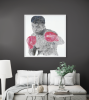 Muhammad Ali the soul of a butterfly the strenght of a giant | Mixed Media in Paintings by Virginie SCHROEDER. Item composed of canvas in art deco style