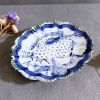 Blue-and-White Oval Plate – Abstract Ceramic Serving Dish | Ceramic Plates by Hideyo. Item made of ceramic works with contemporary & japandi style
