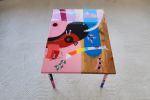 Colorful Side Coffee Table, Handmade Abstract Resin Wood Art | Tables by Epoxy Coffee Table Shop. Item composed of wood compatible with boho and mid century modern style