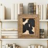 Contemporary Black and White Collage in Vintage Gold Frame | Paintings by Suzanne Nicoll Studio. Item composed of wood and paper in minimalism or mid century modern style