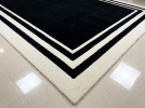 Black & Ivory Border Geometric Hand Tufted Wool Rug | Area Rug in Rugs by Krafcreation. Item made of cotton works with minimalism & contemporary style