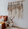 Natural Linen and Bamboo Fringes Fiber Art | Tapestry in Wall Hangings by Ranran Studio by Belen Senra. Item composed of bamboo and cotton