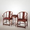 Heritage Prince Kung's Longevity Horseshoe Armchair Trio Set | Chairs by Dynasty Artisan. Item composed of wood in minimalism or eclectic & maximalism style