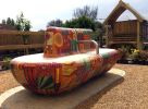 Admiral Court Patchwork Mosaic Bench | Public Mosaics by Paul Siggins - The Mosaic Studio | Admiral Court Care Home - Hallmark Care Homes in Southend-on-Sea. Item made of ceramic