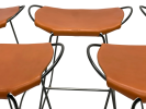 ¨Hug¨Kitchen Bar Stool Brass Steel & Tan Leather | Counter Stool in Chairs by Jover + Valls. Item composed of steel & leather