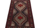Rug & Kilim's Baluch Tribal Rug in Navy Blue with Medallions | Area Rug in Rugs by Rug and Kilim