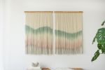 Two Part hand dyed Tapestry | Wall Hangings by WOOL + ROPE. Item made of oak wood & wool compatible with boho and contemporary style