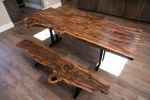 Live Edge Dining Table & Bench, Black Cherry Wood | Tables by Lumberlust Designs. Item composed of wood & steel