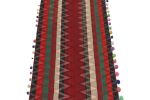 Vintage Persian Kilim in Red with Plaid Multicolor Stripes | Area Rug in Rugs by Rug and Kilim